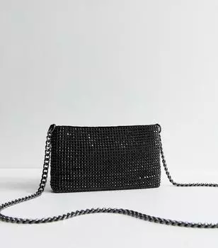 Черный клатч на молнии с бисером New Look, черный