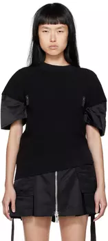 Черный микс-свитер sacai
