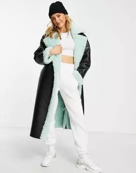Черный мятный тренч ASOS DESIGN