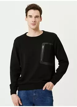 Черный мужской свитер Slim Fit с круглым вырезом Network