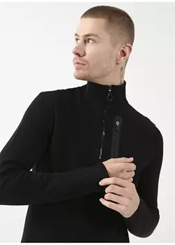 Черный мужской свитер Slim Fit с воротником-стойкой Gmg Frenze