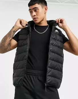 Черный пуховик с тремя полосками adidas Outdoor