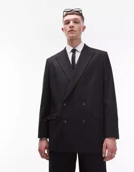 Черный шерстяной пиджак оверсайз Topman
