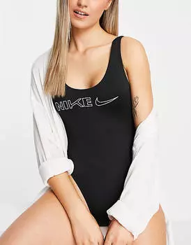 Черный слитный купальник с логотипом Nike Swim Icon