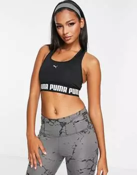 Черный спортивный бюстгальтер со средней ударопрочностью Puma
