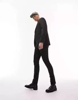 Черный супероблегающий фактурный пиджак Topman
