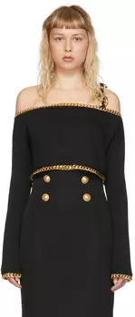 Черный свитер с цепочкой из вискозы Balmain