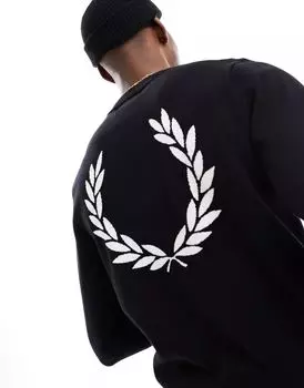 Черный свитер с лавровым венком Fred Perry Laurel Wreath