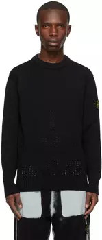 Черный свитер с перфорацией Stone Island
