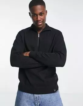 Черный свитер с полумолнией Pull&Bear