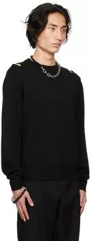 Черный свитер с вырезом Jil Sander