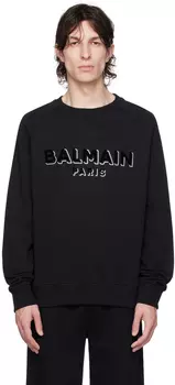 Черный свитшот Balmain с флокированным принтом