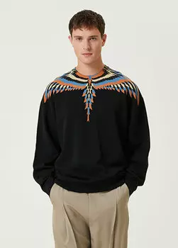 Черный свитшот с принтом перьев Marcelo Burlon