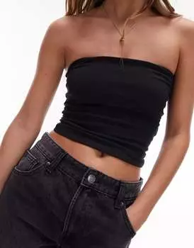 Черный топ без бретелек Topshop