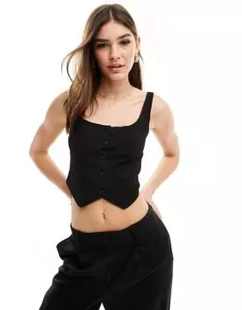 Черный топ-корсет Pull&Bear