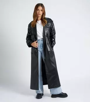 Черный тренч из искусственной кожи с поясом Urban Bliss Urban Bliss, черный