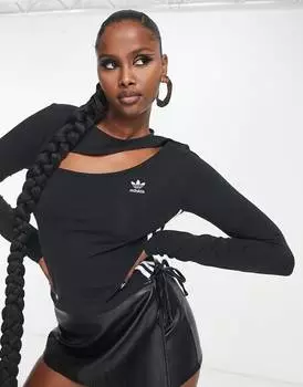 Черный укороченный топ adidas Originals 'center stage'