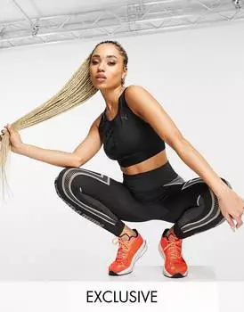 Черный укороченный топ с принтом Puma Train