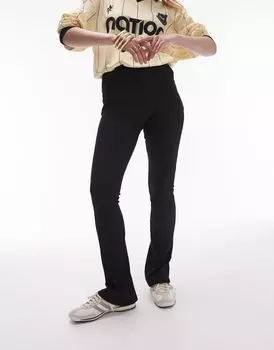 Черный узкий клеш в рубчик Topshop