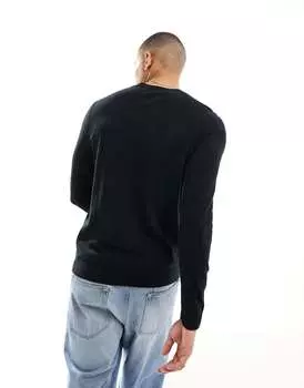 Черный вязаный джемпер с круглым вырезом Selected Homme