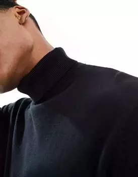 Черный вязаный джемпер с высоким воротником Selected Homme