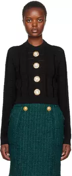 Черный жаккардовый свитер Balmain
