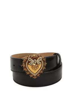 Черный женский кожаный ремень Dolce&Gabbana