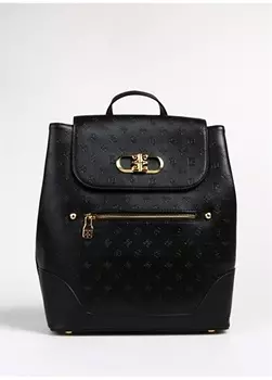 Черный женский кожаный рюкзак Pierre Cardin