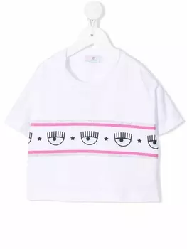 Chiara Ferragni футболка с контрастной полоской и логотипом, белый