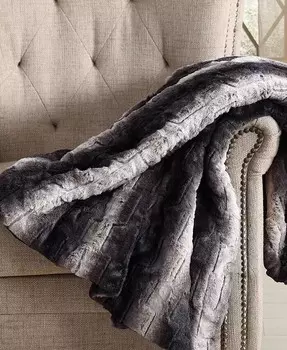 Christian Siriano NY 60 x 70 дюймов, роскошное черное плед с наполнителем из искусственного меха в стиле омбре, в подарочной упаковке Christian Siriano New York, черный