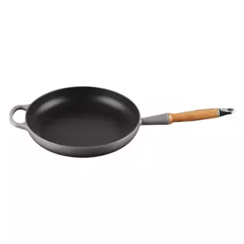 Чугунная сковорода Le Creuset с деревянной ручкой, каменно-серый