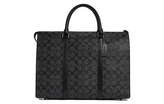 COACH Портфель Graham PVC, портативная сумка через плечо, большой размер, мужская, черная