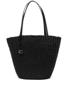 Coach соломенная сумка-тоут, черный