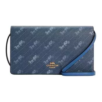 COACH Сумка через плечо из кожи с клапаном, женская, синего цвета, небольшого размера