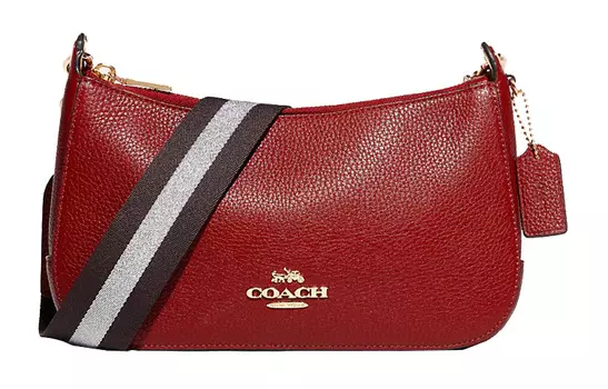COACH Сумка через плечо Jes из зернистой кожи, среднего размера, женская, красного цвета
