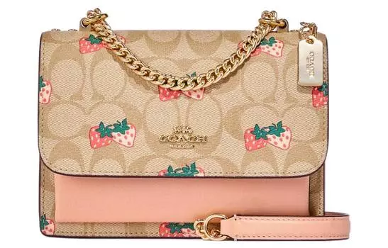 COACH Сумка через плечо Klare из гладкой кожи с покрытием, женская, коричневого и розового цвета, небольшого размера