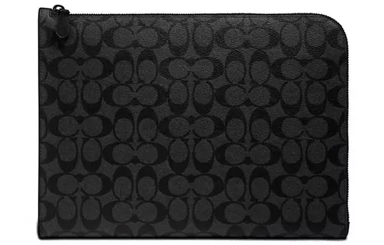 COACH Сумка для ноутбука из телячьей кожи с покрытием L-типа, портфель, папка для документов на молнии, клатч для мужчин, угольно-черный цвет
