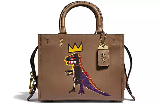 COACH Сумка из кожи Basquiat Collaboration, на одно плечо, среднего размера, женская, коричневого цвета