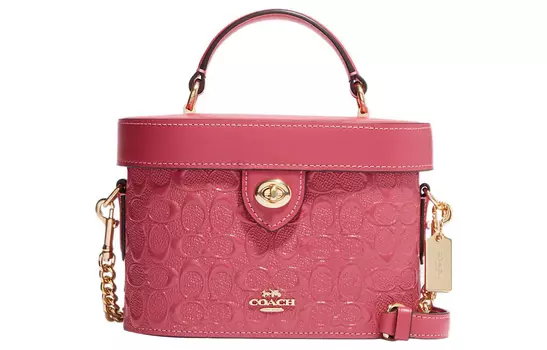 COACH Сумка-коробка Kay Leather, сумка через плечо, сумка через плечо, розовая, женская, Trumpets