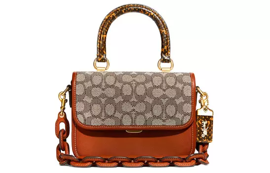 COACH Сумка-кошелек Rogue Leather Small Square Bag, женская, цвет: карамельно-коричневый