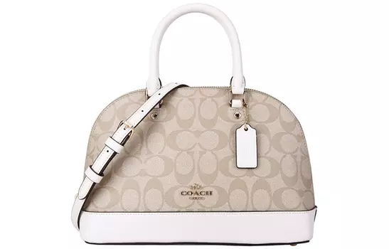 COACH Сумка-купол Sierra Coated Canvas, сумка через плечо, сумка-труба, женская, белого и хаки цвета