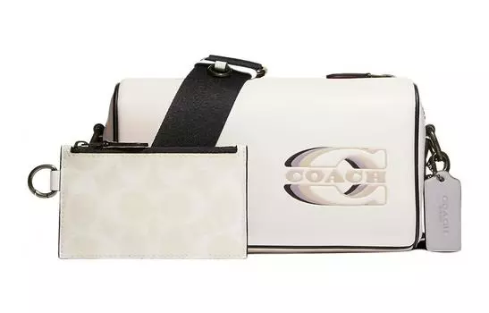 COACH Сумка-мессенджер из коровьей кожи с лоскутным рисунком из ПВХ, сумка через плечо, маленькая мужская, белого цвета