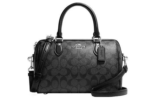 COACH Сумка-портфель из кожи с покрытием Rowan, через плечо, среднего размера, женская, черного цвета