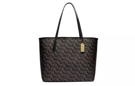 COACH Сумка-шоппер City Canvas с кожаной сумкой-тоут, сумка для покупок, дамская сумочка, сумка через плечо, женская, черная