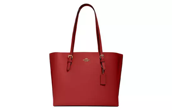 COACH Сумка-шоппер из коровьей кожи Mollie, сумка-тоут, сумка через плечо, женская, красного цвета, большого размера