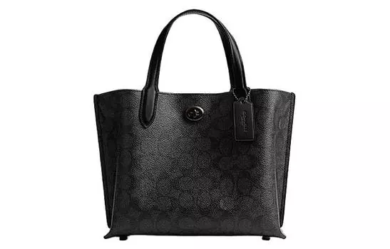 COACH Сумка-шоппер Willow PVC с текстилем, женская сумка среднего размера, черная