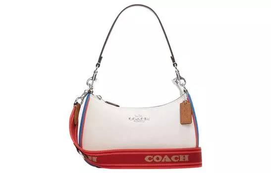 COACH Сумка Teri Cow Leather Crescent, женская, белая, из коровьей кожи