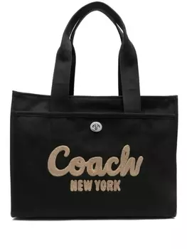 Coach сумка-тоут с вышитым логотипом, черный
