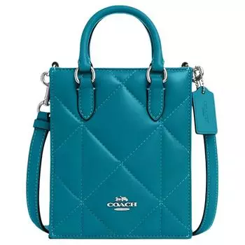 COACH Сумка-тоут, сумка-шоппер, сумка через плечо, женская, синяя, мини, кожаная