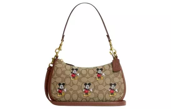 COACH Сумка-тоут Teri Fabric с кожей от Disney/Disney, женская, коричневого цвета